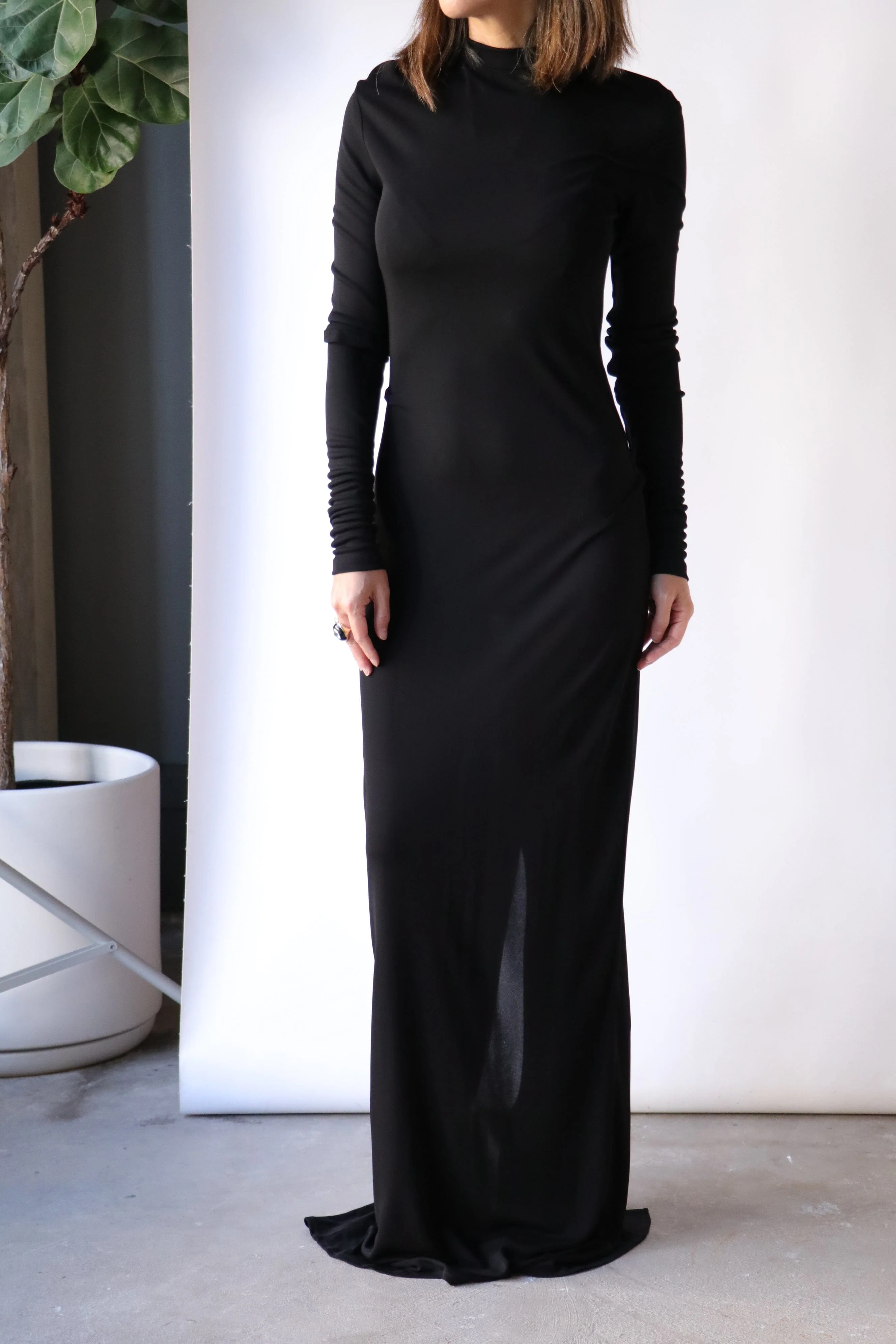 Gauchere Jersey Highneck Dress in Black - Image 3