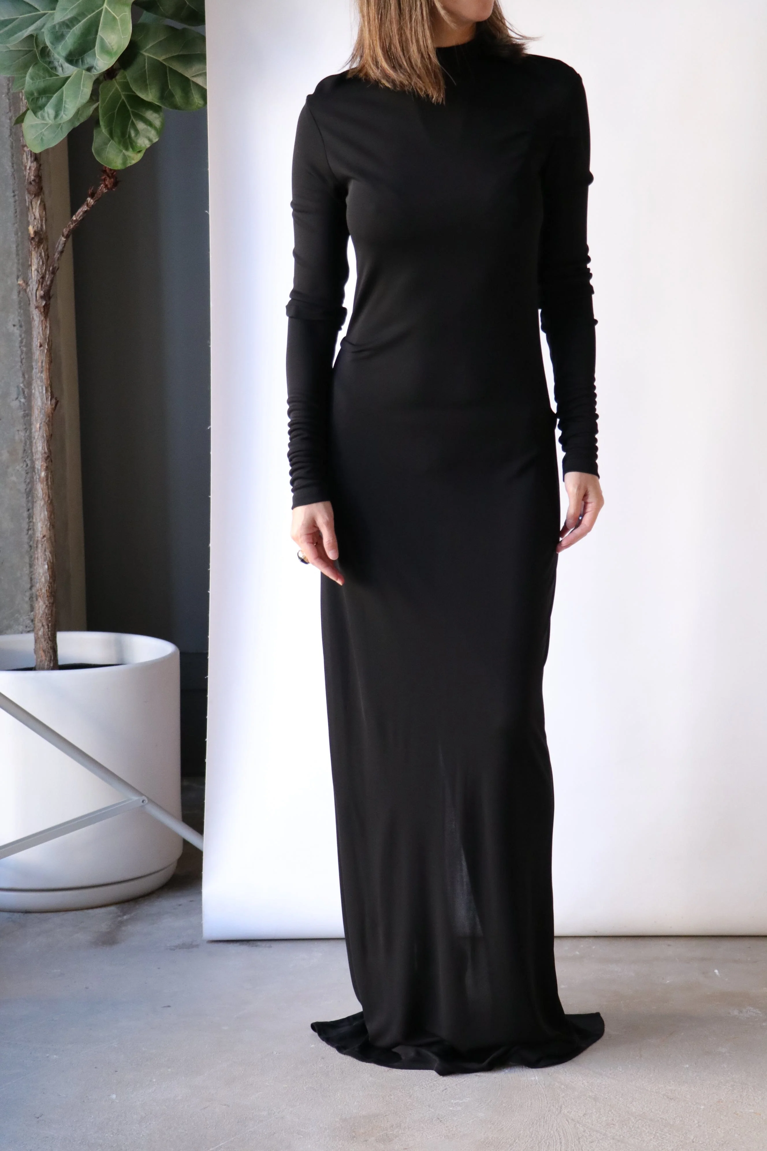 Gauchere Jersey Highneck Dress in Black - Image 4