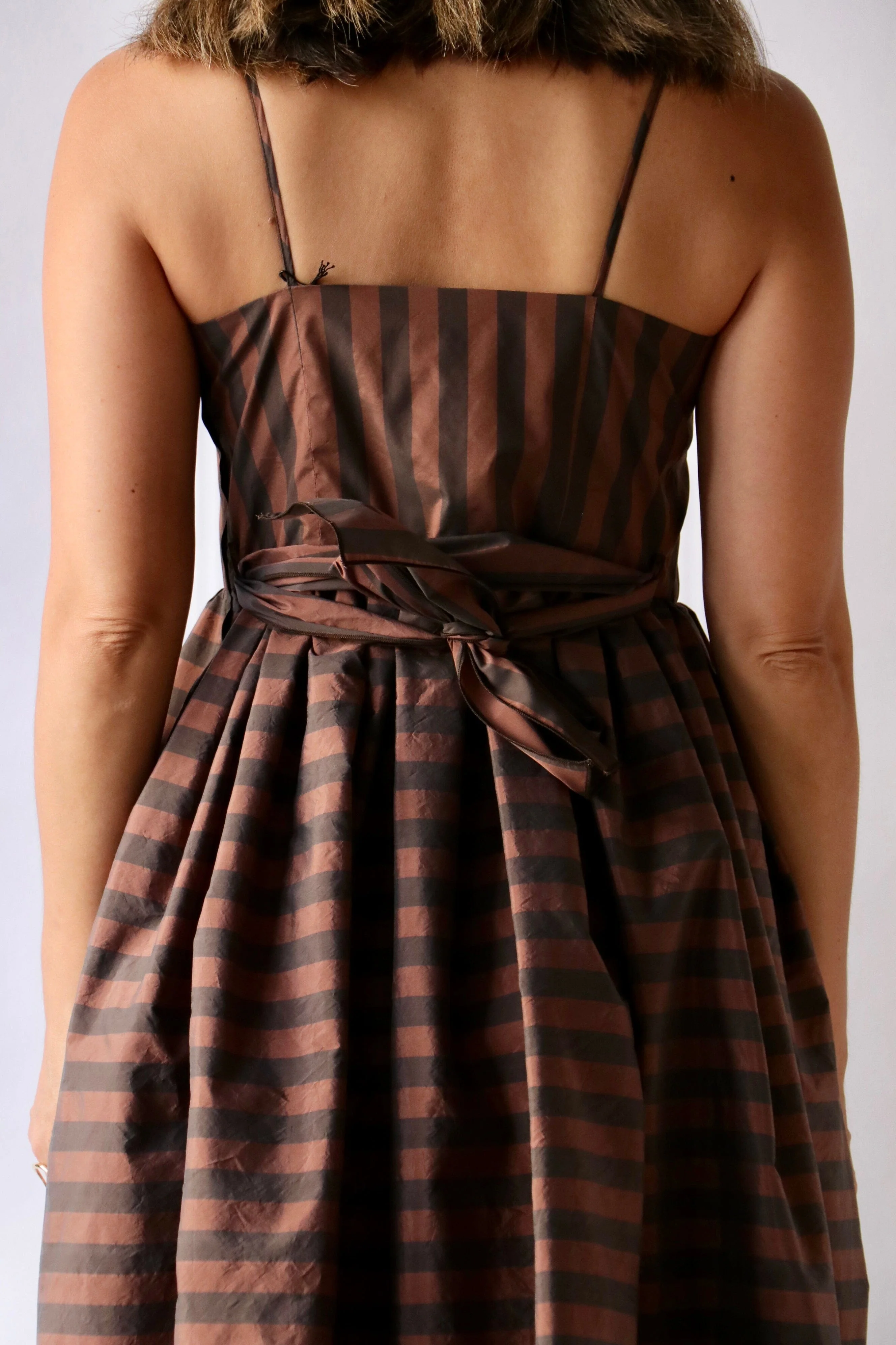 Hache Capital Dress in Brown Stripe - Image 5