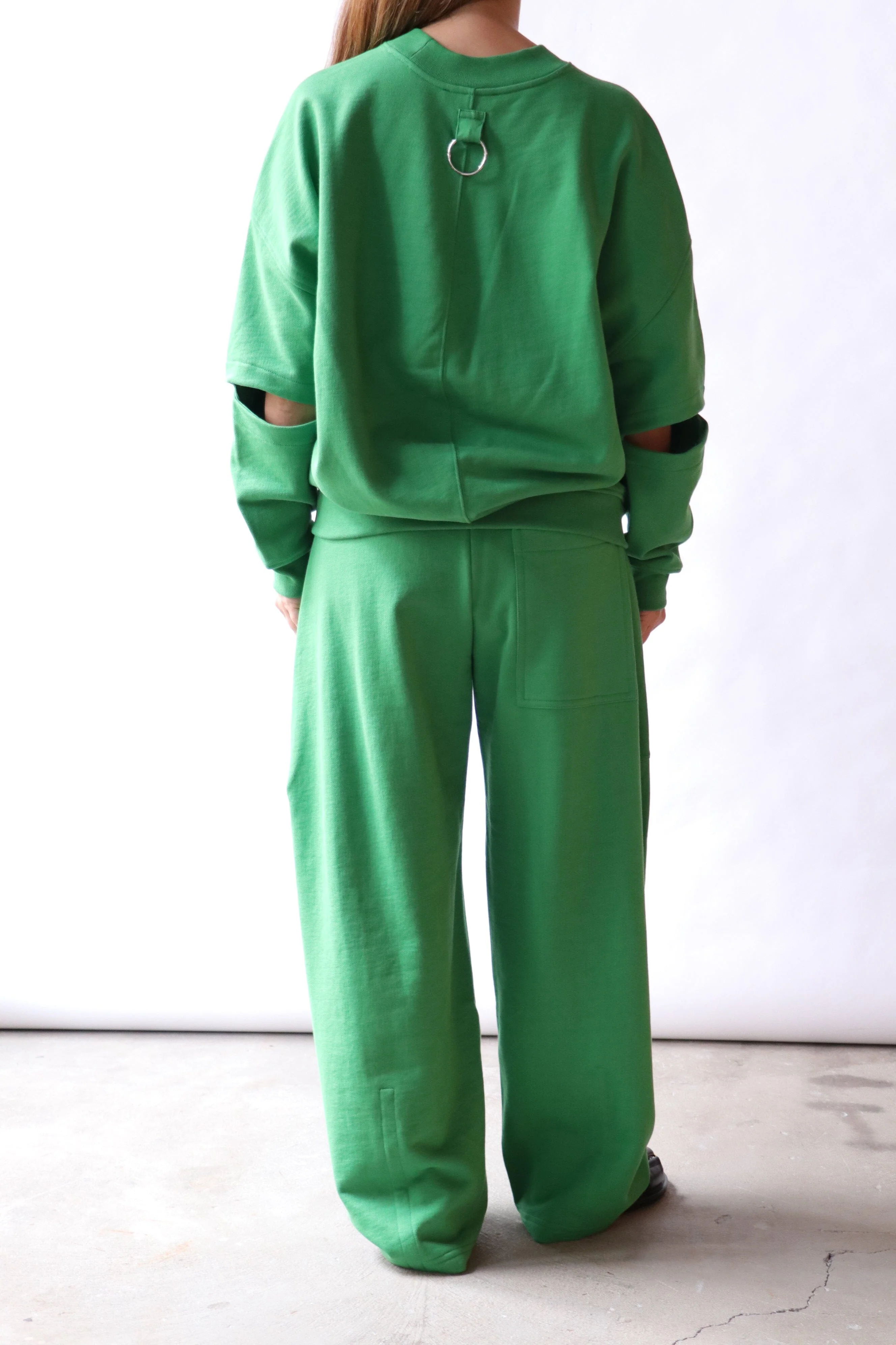 Tibi Cocoon Crewneck Sweatshirt in Green - Image 4