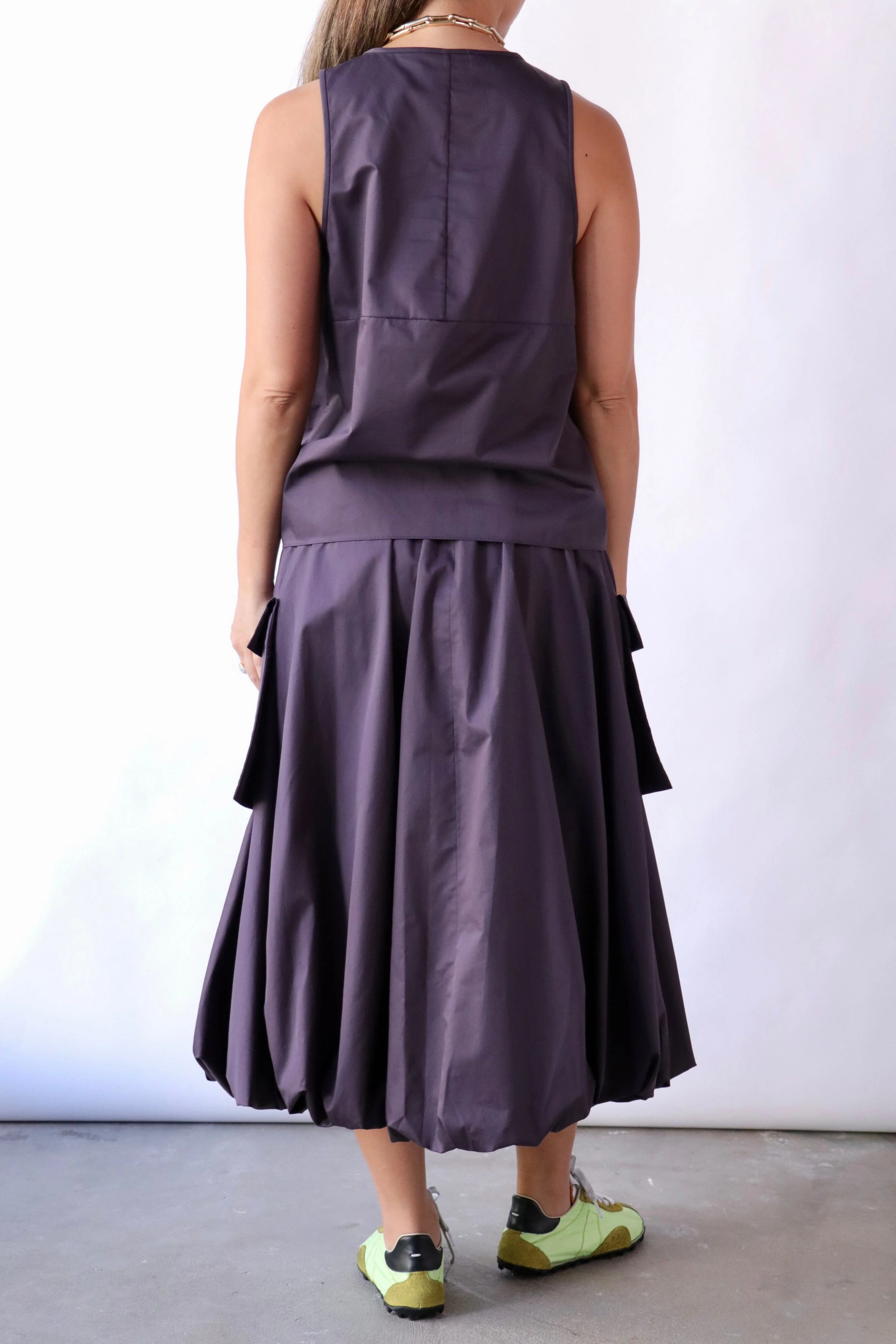 Tibi Eco Poplin Tie Front Top in Eggplant - Image 4