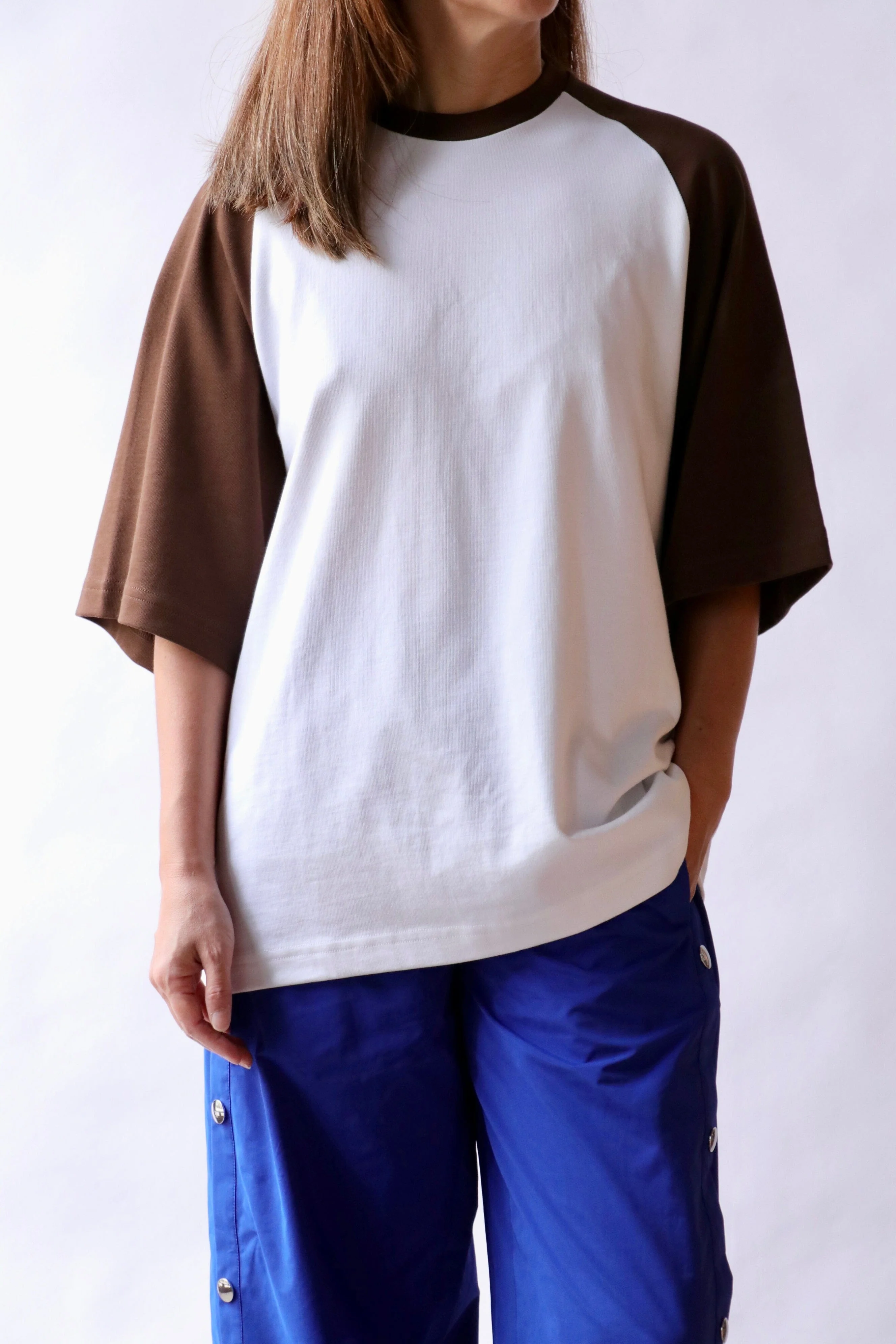 Tibi Perfect Baseball T-Shirt in Brown Multi - Image 3
