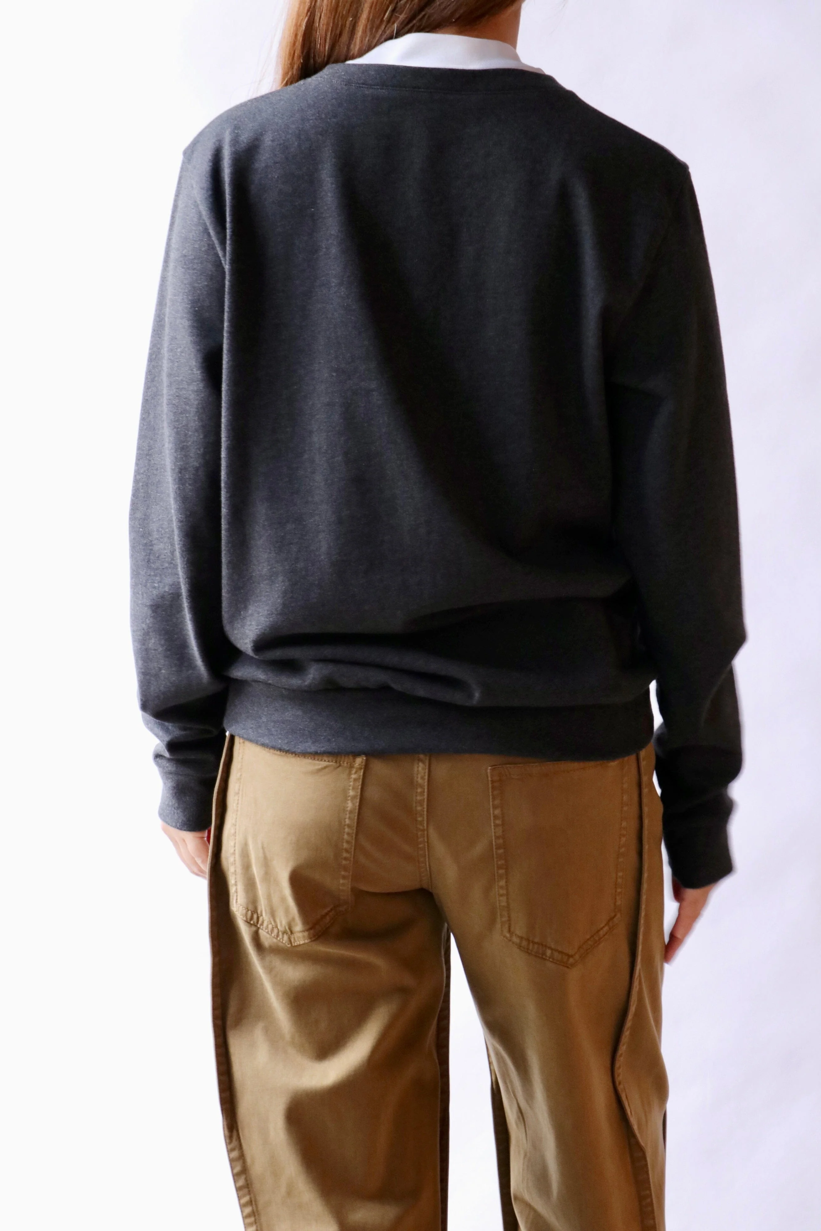 Tibi Perfect T-Shirt Trompe L'oeil Top in Grey Multi - Image 3